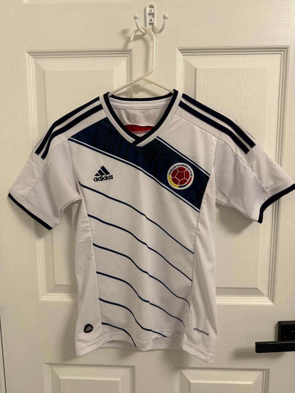 adidas Kids White and Navy Colombia Soccer Jersey